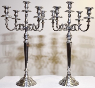 Furniture x 2 - Pair of decorative 5 arm candelabras, 72 cm