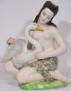 Religious Artifact - Hand painted figurine Leda and Swan, Italy to Base, 40cm