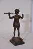 Art - Fine cast bronze pan with flute signed 1915, 32 cm - 3