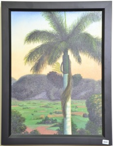 Art - Landscape with Palm tree, Acrylic on canvas, 45 x 35cm.