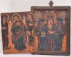 Religious Artifact - Ethiopian Coptic diptych, Hand painted with carved timber frame, 18 x 14cm.