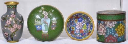 Art - Selection of four Chinese cloisonne items