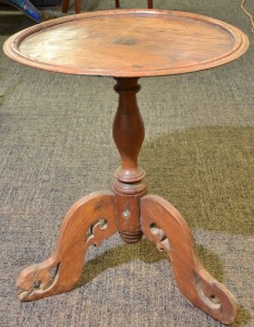 Furniture - Teak round side table. 66cm. Well worn.