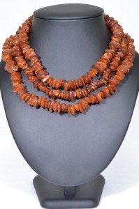 Jewellery - Necklace of amber chips, 65cm long. 105grams