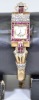 Jewellery - Gold ladies dress watch with rubies and diamonds. 1 Stone missing. Test as 9 K gold, 28grams without movement. Watch working as found. - 2