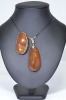 Jewellery - Cloudy amber brooch and pendant, Latvian, Well worn.