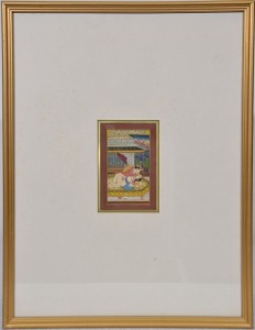 Art - Miniature painting of lovers erotica in frame, 100 cm x 60 cm