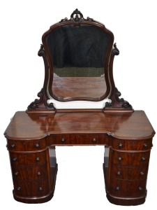 Furniture - Victorian Twin Pedestal Dressing Table, Mahogany, 134 x 175cm, Original condition