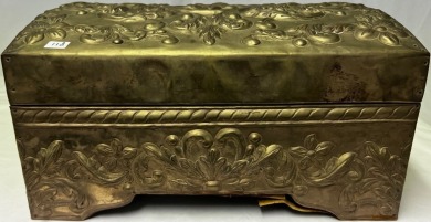 Large Embossed metal jewellery box, 36 cm x 25 cm x 20 cm approx.