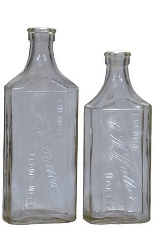 Chemist Bottles x 2 - F.W. Burton, Crowsnest and C.W. Walker, Oakey