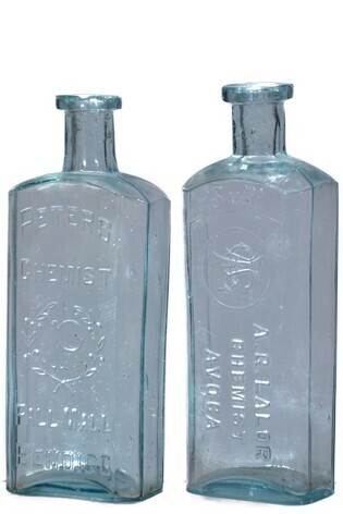 Chemist Bottles x 2 - A. G. Lalor, Avoca and Peters, Bendigo