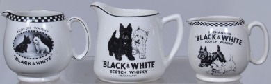 Whisky Water Jugs x 3 - Black & White