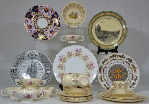 Group Lot - China. A selection of China including a Wedgewood 1972 calendar plate, Adams Sydney plate, Australian bi-century plate, decorative blue/white wall plate and dinner ware items.