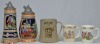 Ceramics x 5 - A selection of mugs and tankards includes two Bunnykins mugs.