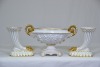 Antiques - Mantle set including 1 x Capodimonte urn and 2 x cornucopias (Unmarked). - 2
