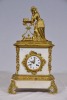 Gild bronze lady figural and white Carrara marble circa 1820s. French movement. Working but as found condition. Bronze top not attached. H 55 cm x L 30 cm x D 13 cm.