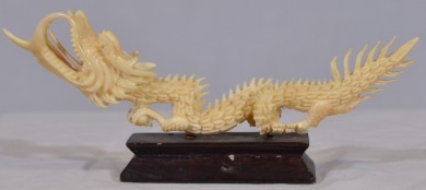 Asian Artifact - Carved Figure. Non-composite dragon. H 16cm.