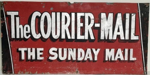 Tin sign - Courier Mail / Sunday Mail, 46 cm x 92cm