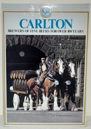 Tin sign - Carlton Brewers of Fine Beers, 55 cm x 38 cm