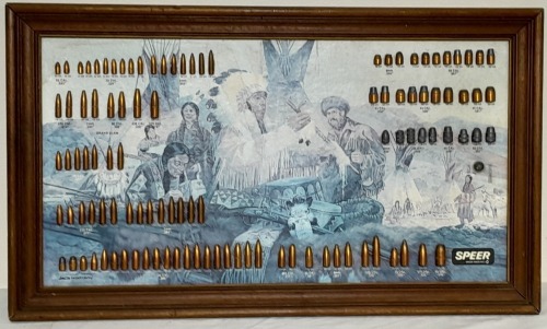 Wooden Framed Sign - Speer bullet cartridges advertisement, 35 cm x 60 cm