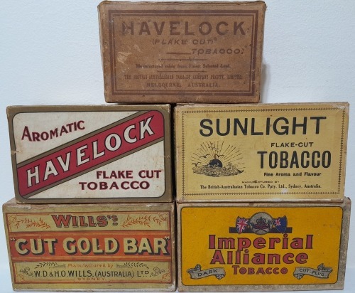 Group Lot - Tobacco Boxes including Havelock, Sunlight, Wills and Imperial Alliance tobacco boxes