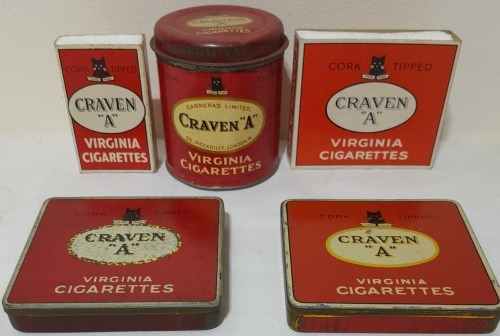 Group Lot - Craven A selection of tobacco tins and cigarette boxes.