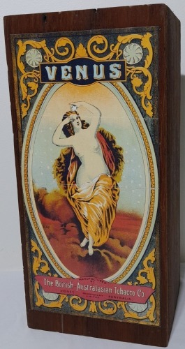 Wooden Tobacco Box with Label - Venus, British-Australasian Tobacco Co, Sydney