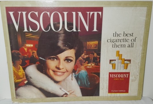Cardboard sign - Viscount King Size Cigarettes, restaurant scene 74 cm x 100 cm