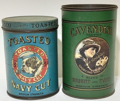 Tobacconalia x 2 - Pair of tobacco tins, Navy cut and Cavendish