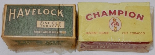 Tobacconalia x 2 - Early boxes of fine cut tobacco, Champion and Havelock