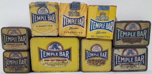 Tobacconalia x 9 - Temple Bar various tins, boxes and packets