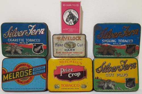 Tobacconalia x 7 - Various tins and packets of New Zealand origin