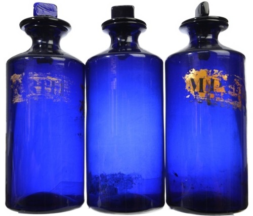 Apothecary Bottles x 3 - Cobalt Blue