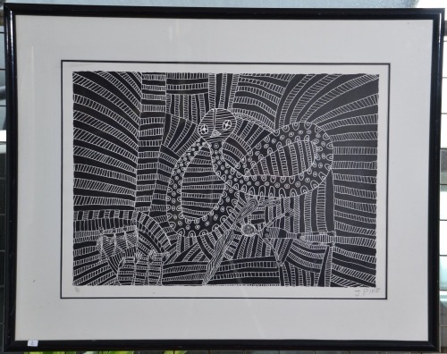 Artwork - Jimmy Pike, "Rain Snake", Original Screen Print, Image Size 44 X 62cm, Signed L/R. Limted edition of 95