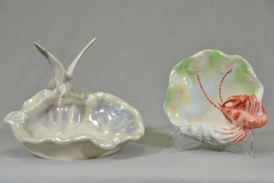 Australian Pottery - Wembley Ware Ashtrays x2 - Seagull & Lobster