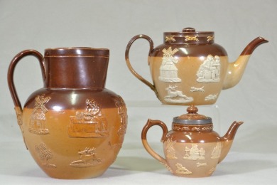 Doulton - Harvest ware Jug & 2x Teapots
