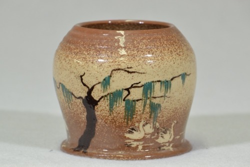 Australian Pottery - Remued Style Pot with Asian theme - Signed to base, Constance Perston 1937.