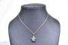 Jewellery - Opal doublet pendant with diamond to either side & marked 9kt gold chain & mount. - 2