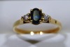 Jewellery - Ring - unknown stone with diamonds, K.5, Tested 18kt, weighs 2.58g