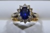 Jewellery - Ring - Unknown stone with diamonds, K, Tested 8kt, weighs 2.86g