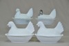 Collectable Glass - 2 pairs of Art glass hens on nest,