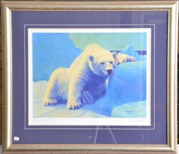 Artwork - Fred Machetanz, "Resting Polar Bear", Publishers Proof Print, Image Size 35 X 47cm, Signed L/R.