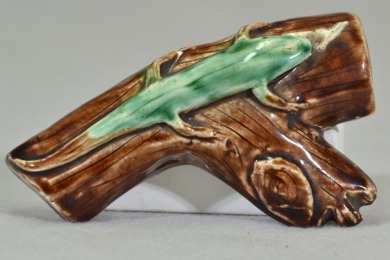 Australian Pottery - Harvey School - Lizard on Log Figurine - Unknown Artist, Signed to rear