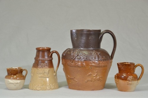 English Stoneware - 4 x Harvest scene jugs