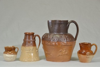 English Stoneware - 4 x Harvest scene jugs