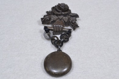Jewellery - Mourning Brooch & Lockett, Made from Petrified Peat.
