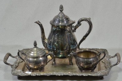 Silver plate Tea set with tray