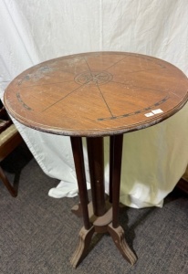 Furniture - Drinks Table / Dry Bar, Elaborate round top the column and carved timber base. H 110cm x D 60cm A/F