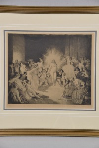 Artwork - Norman Lindsay, "Life in the Temple", Facsimile Etching, Image Size 30 X 35cm, Comes with Bloomfield Certificate.