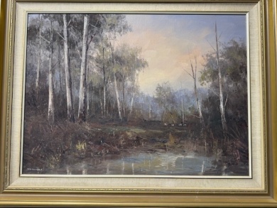 Artwork - Wim Kortland, "Yarra Valley near Healesville", Oil on Board, Image Size 54 x 74.5cm, Signed L/L